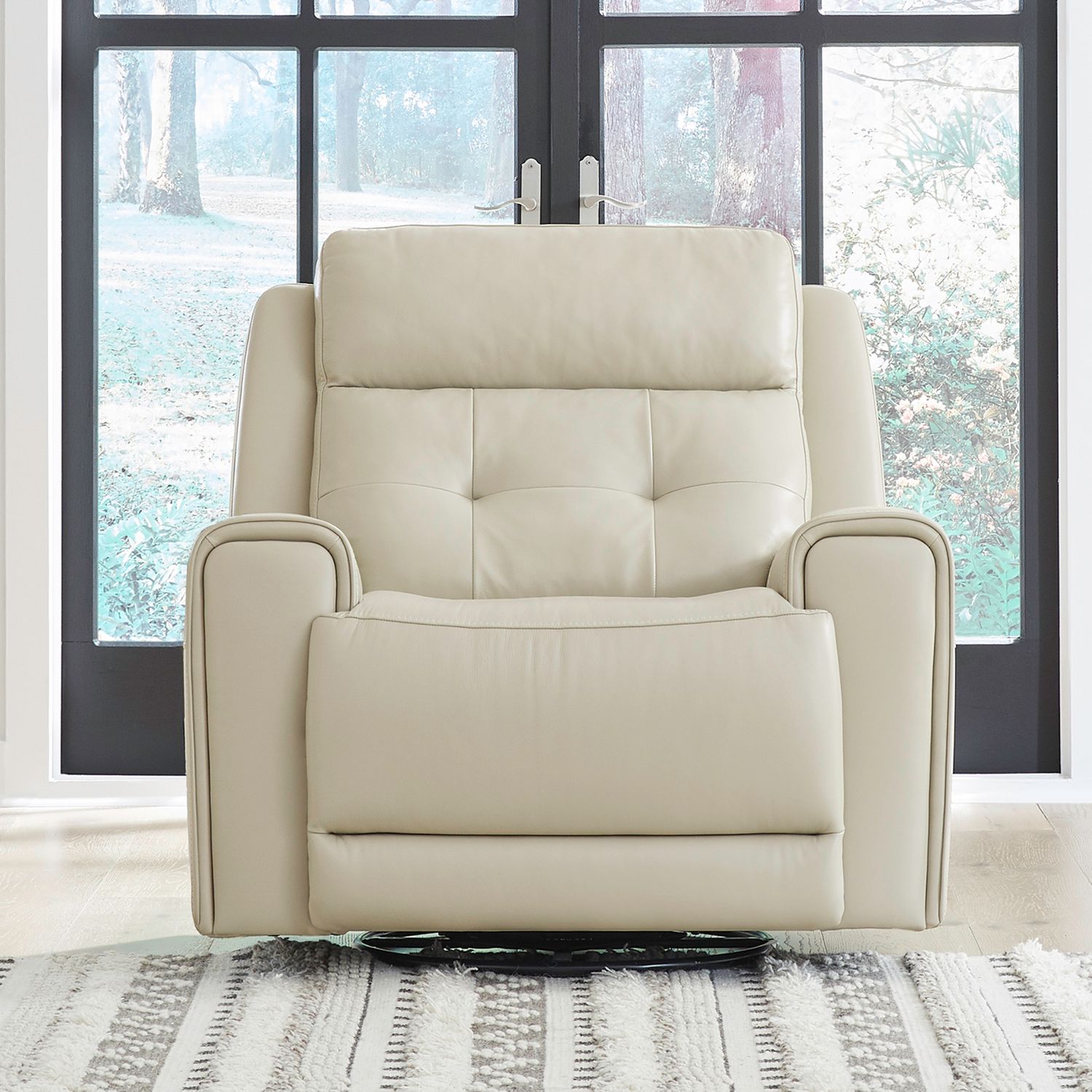 Carrington Leather Swivel Power Recliner w/USB Chargers