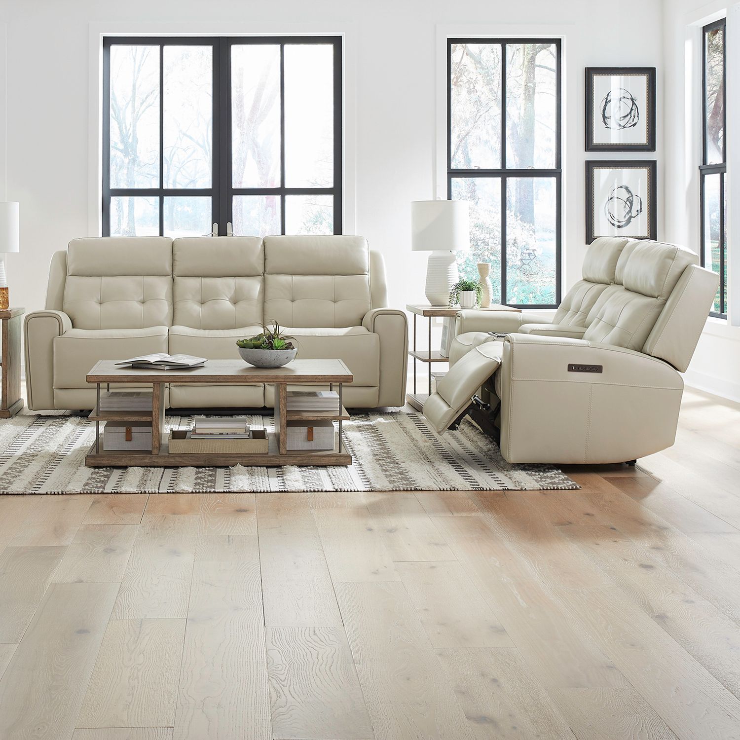 Carrington Leather Power Reclining Sofa w/USB Chargers
