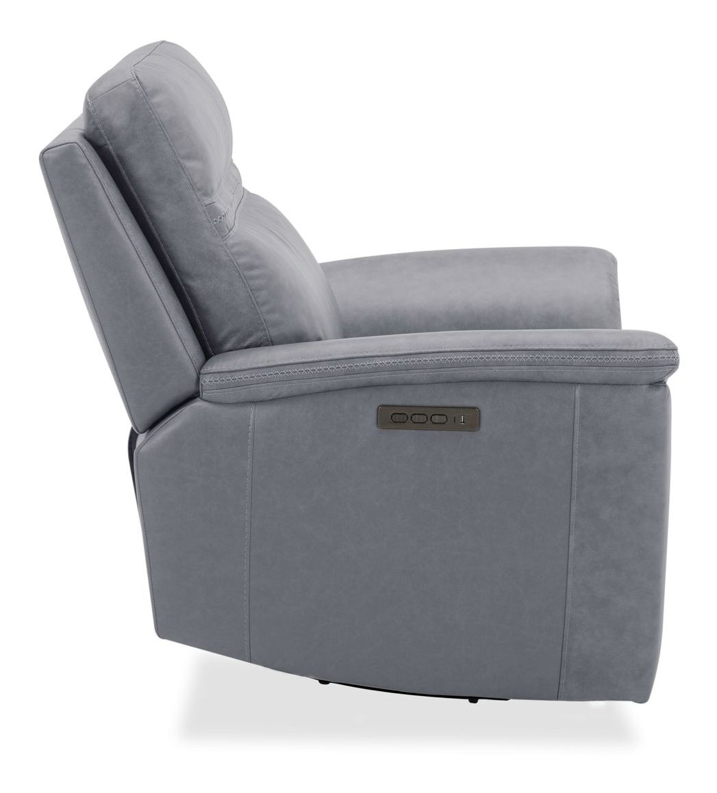 Cooper Leather Zero Gravity Living Room Set | Blue Gray