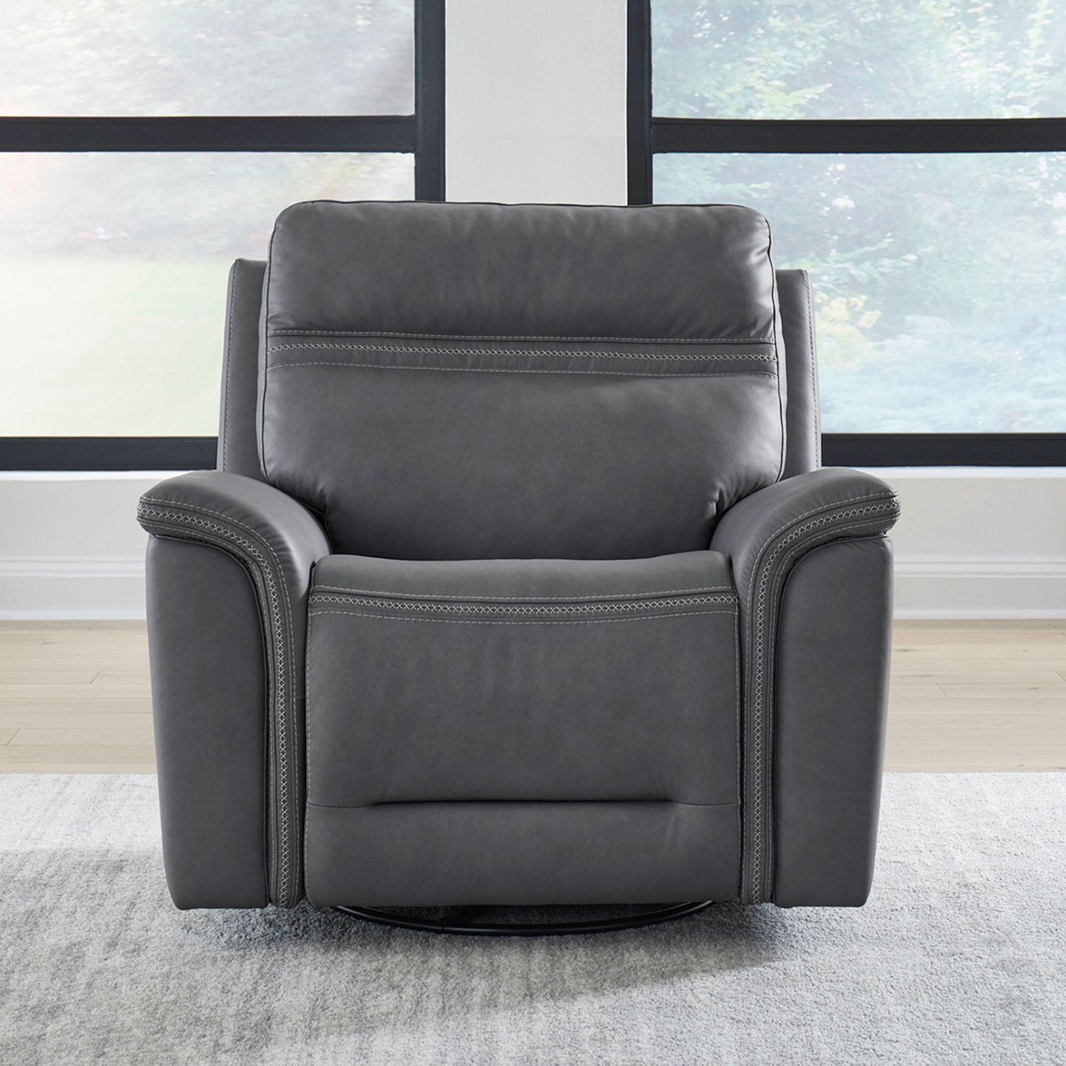 Cooper Leather Zero Gravity Living Room Set | Blue Gray