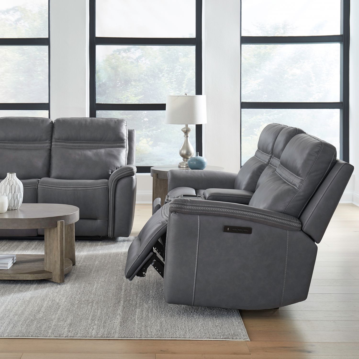 Cooper Leather Zero Gravity Power Loveseat | Console & USB