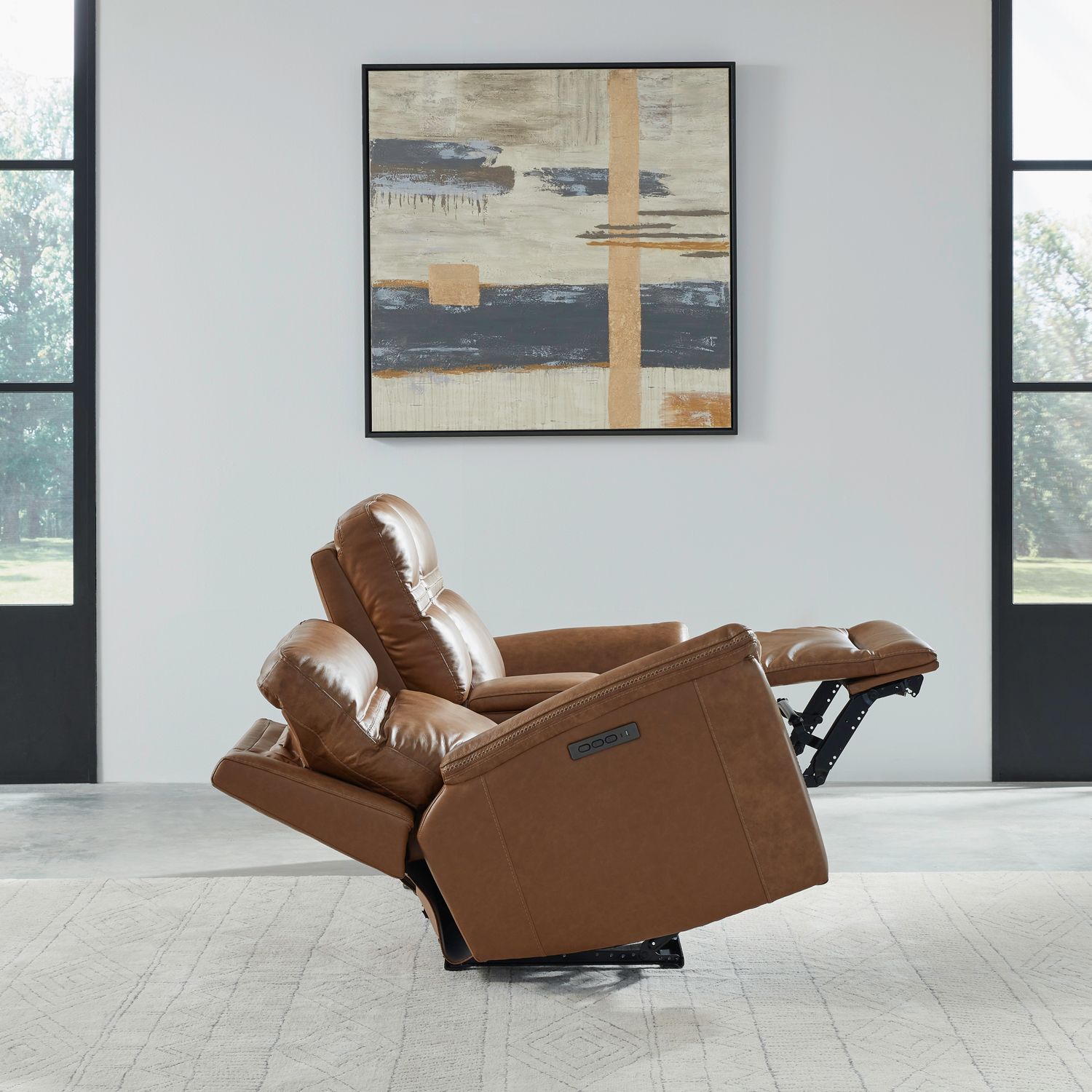 Cooper Leather Power Reclining Loveseat w/Console & USB Chargers