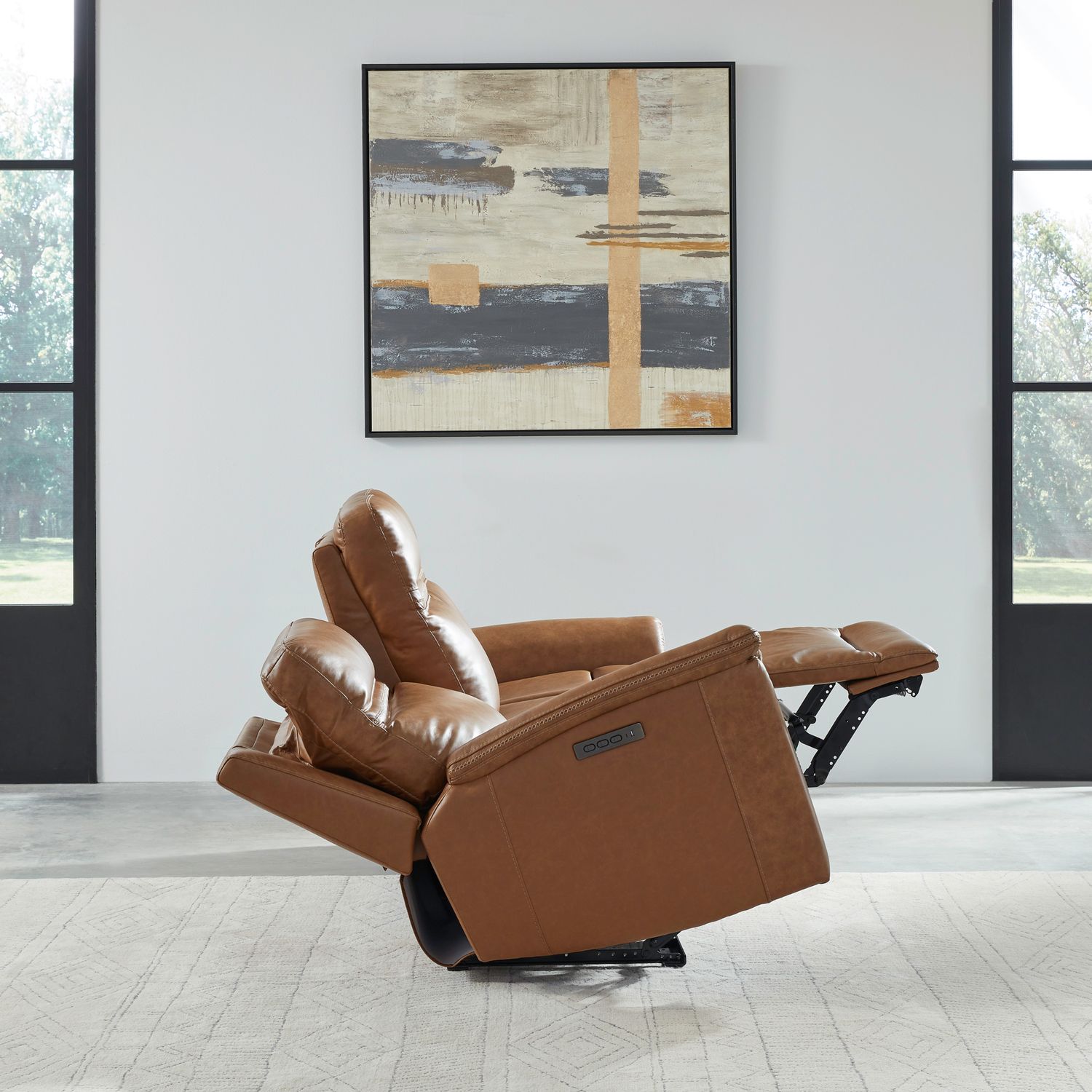 Cooper Leather Zero Gravity Living Room Set | Camel Tan