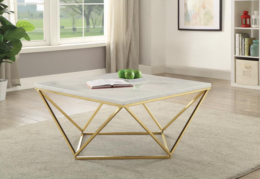 Meryl Faux Marble Top Square Coffee Table