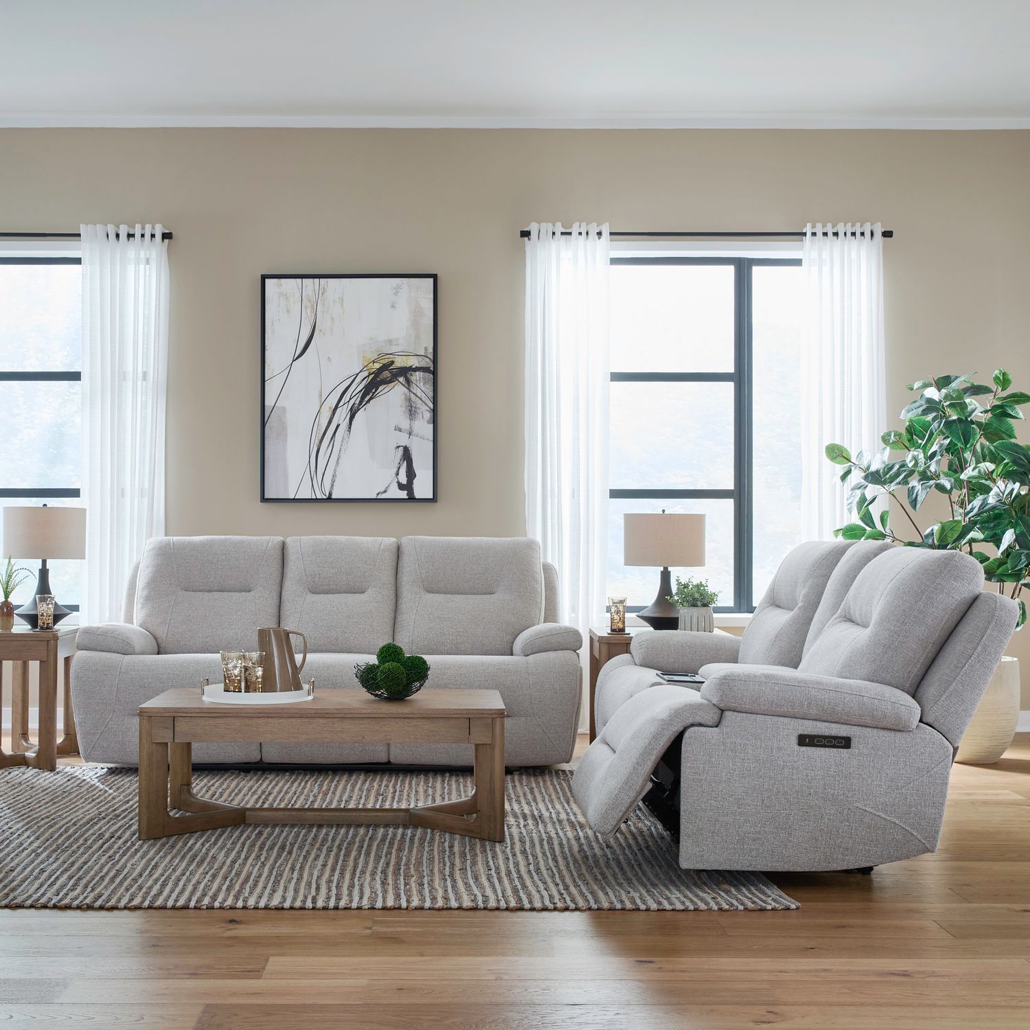 Cameron Fabric Power Reclining Sofa w/USB Chargers