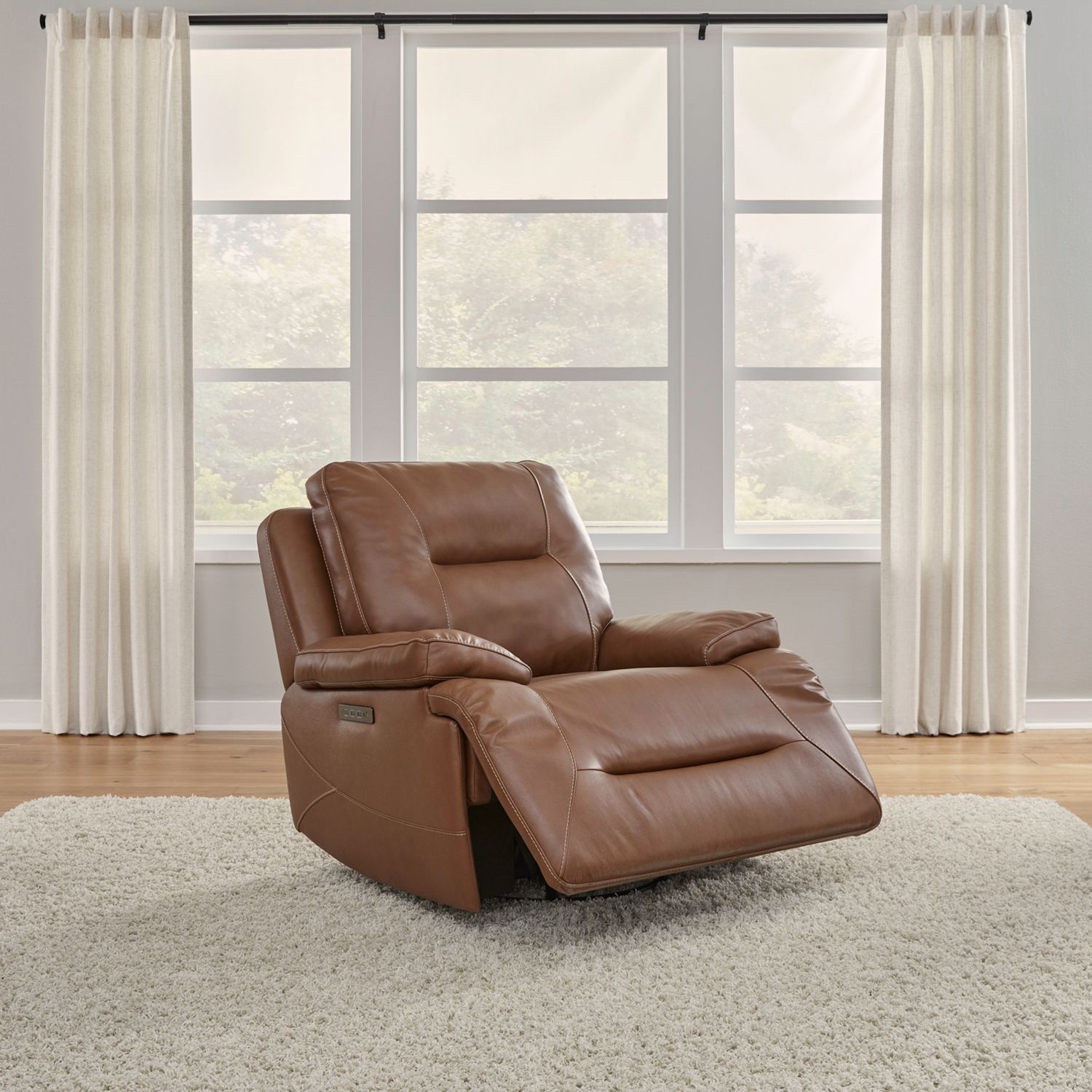 Cameron Leather Power Reclining Living Room Set | Charcoal