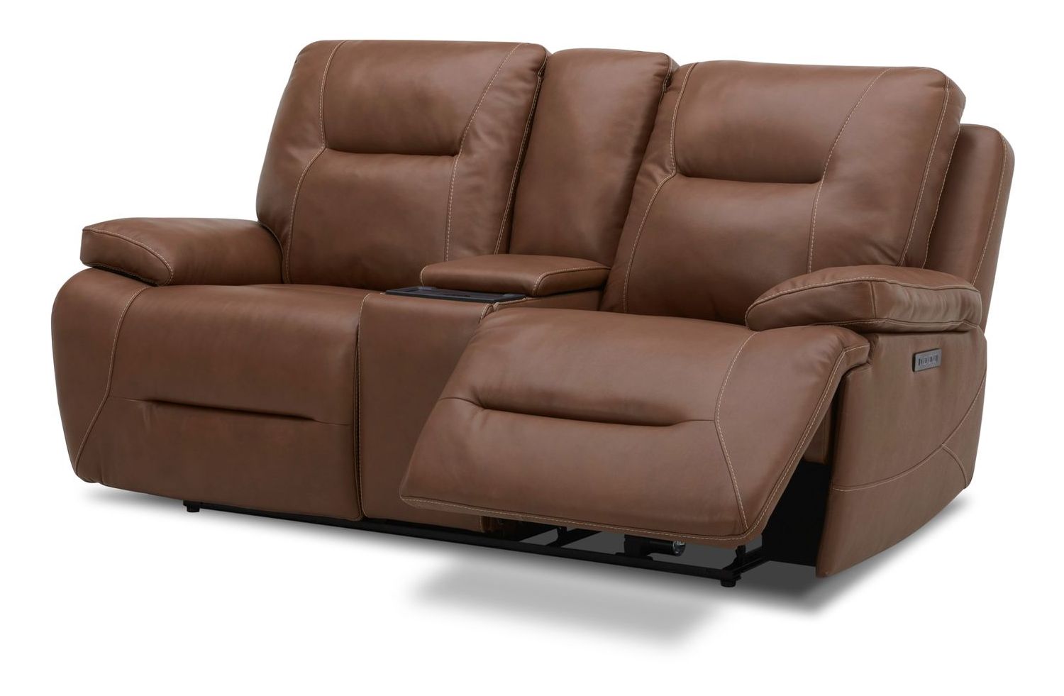 Cameron Leather Power Reclining Loveseat w/Console & USB Chargers