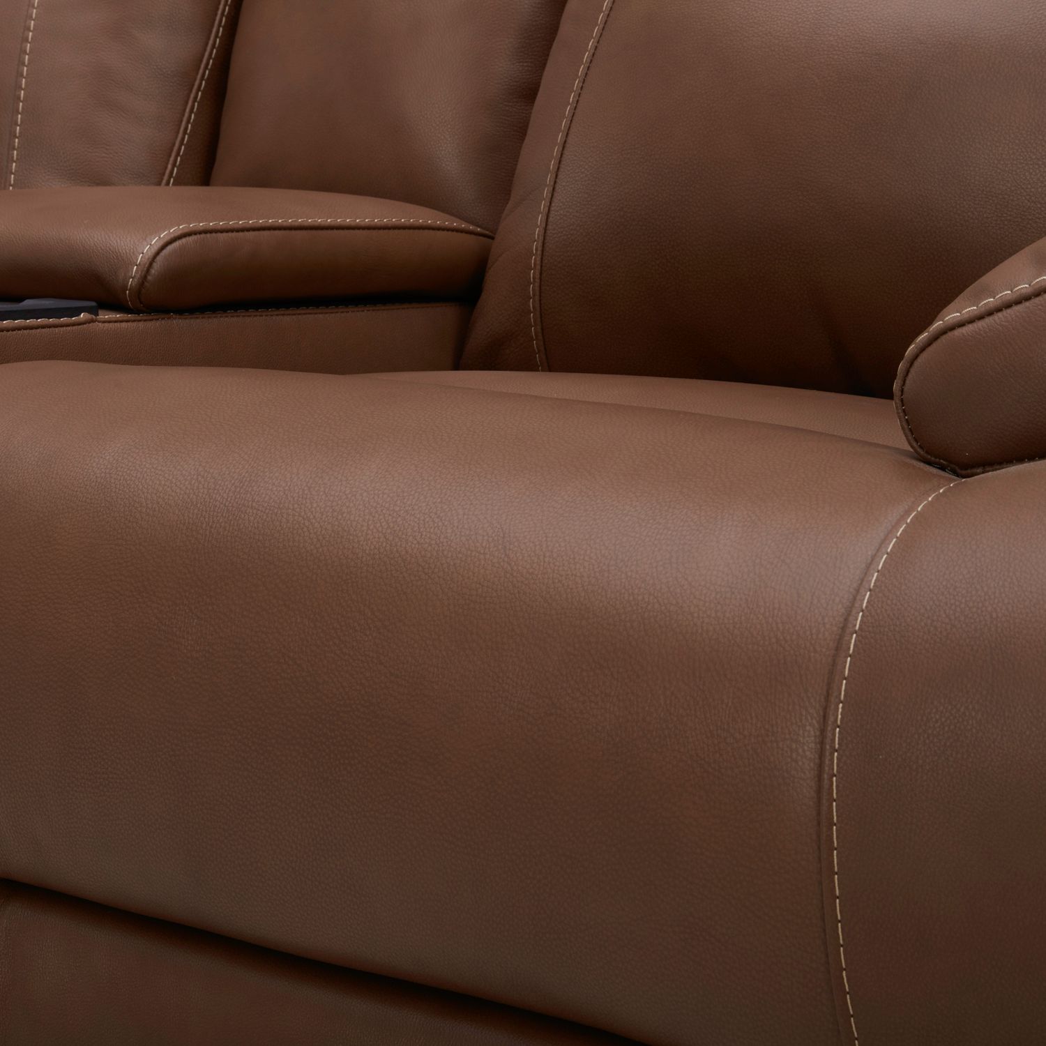 Cameron Leather Power Reclining Loveseat w/Console & USB Chargers