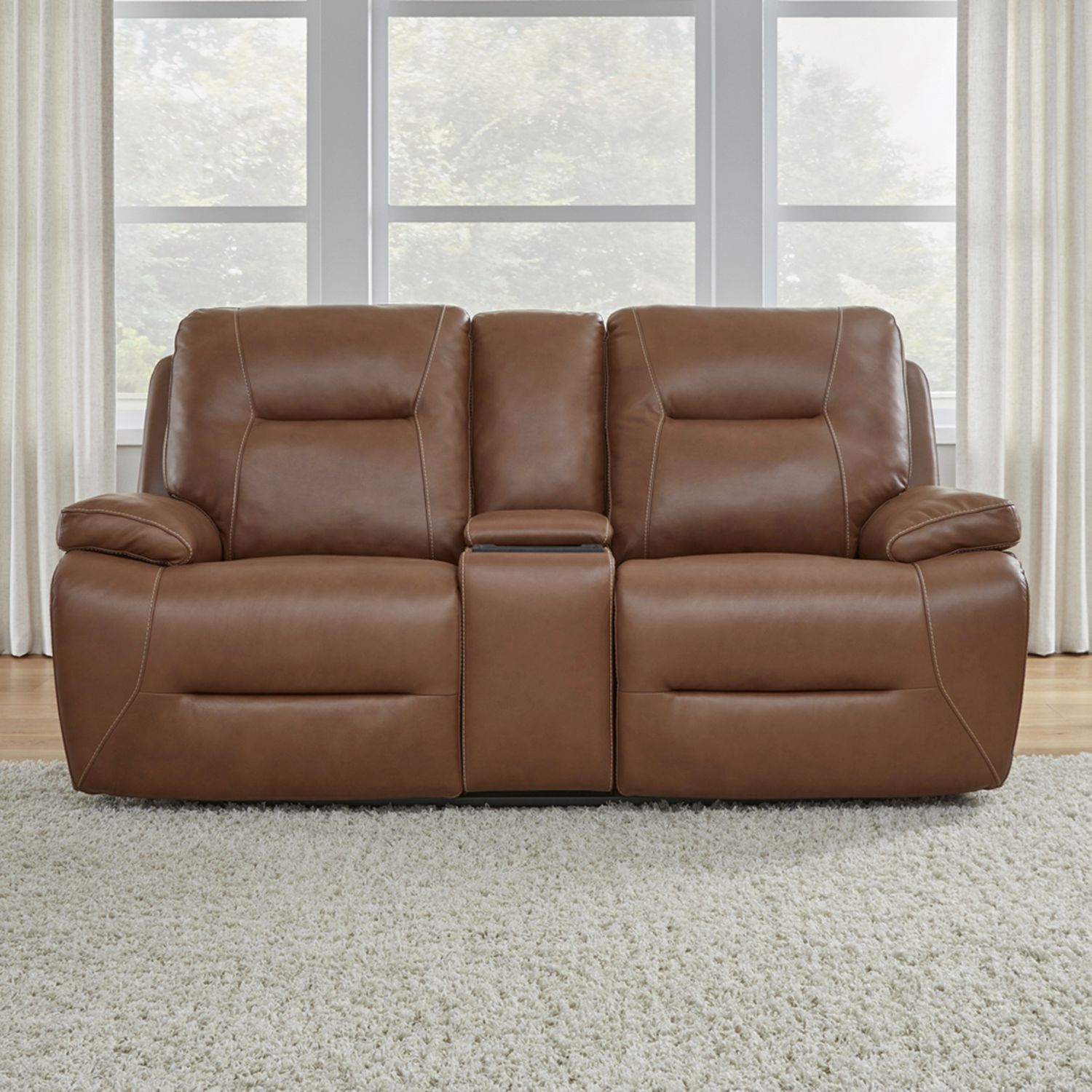 Cameron Leather Power Reclining Living Room Set | Charcoal