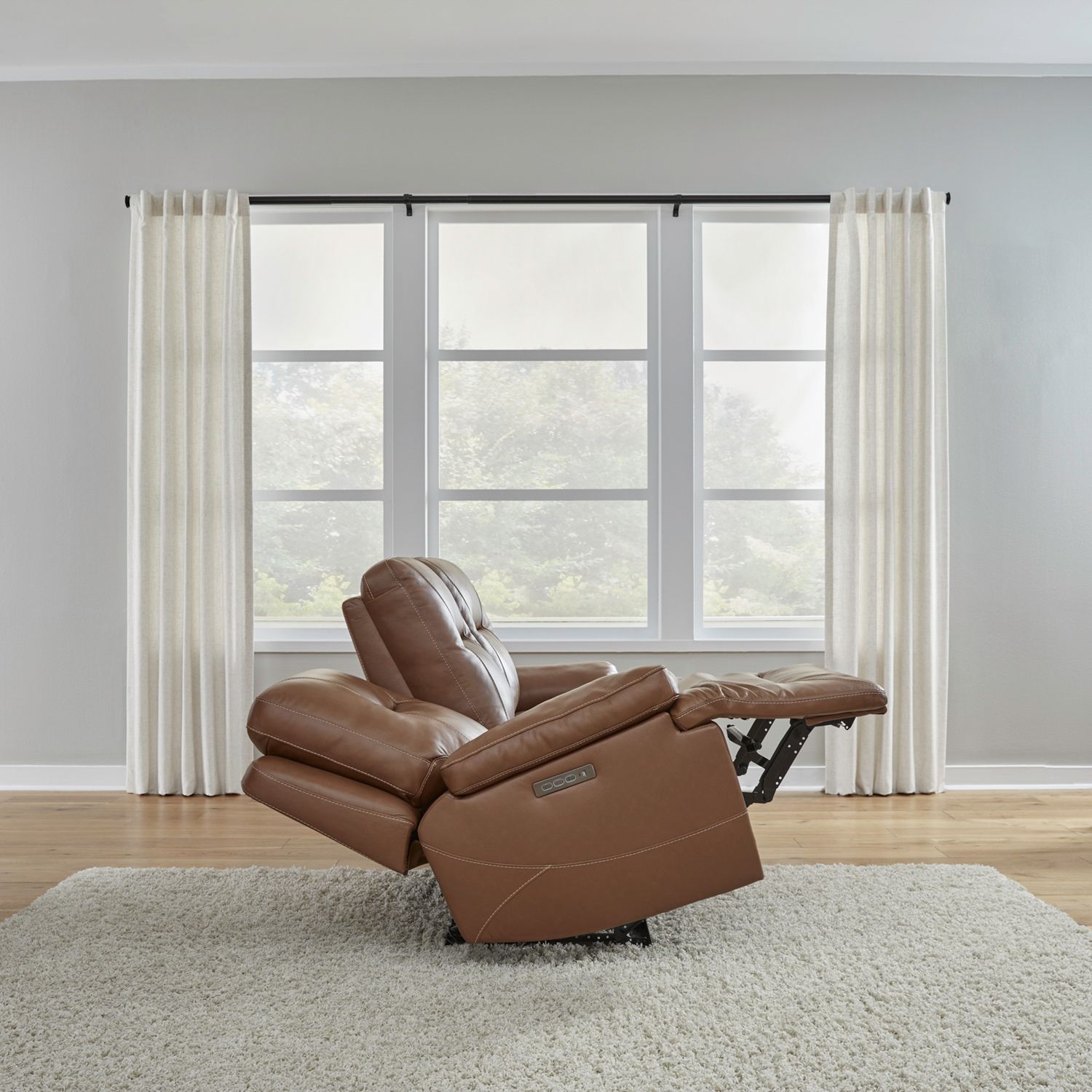 Cameron Leather Power Reclining Living Room Set | Charcoal