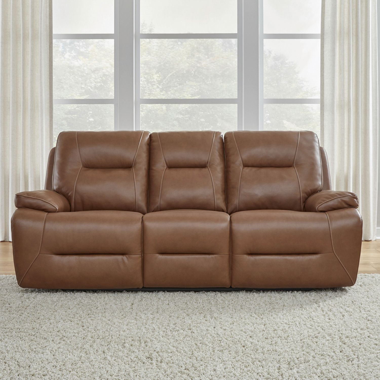 Cameron Leather Power Reclining Living Room Set | Charcoal
