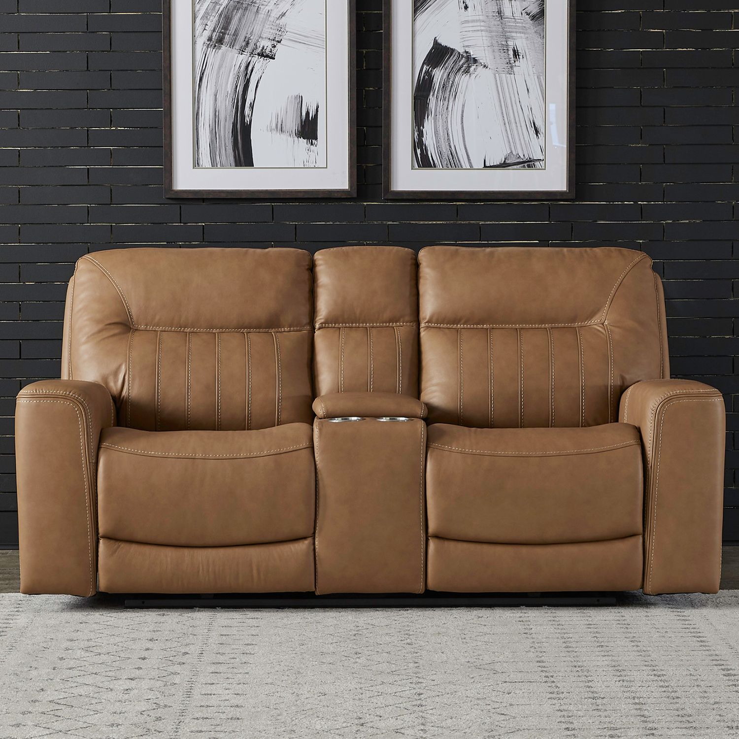 Bennett Leather Power Reclining Loveseat w/Console & USB Chargers