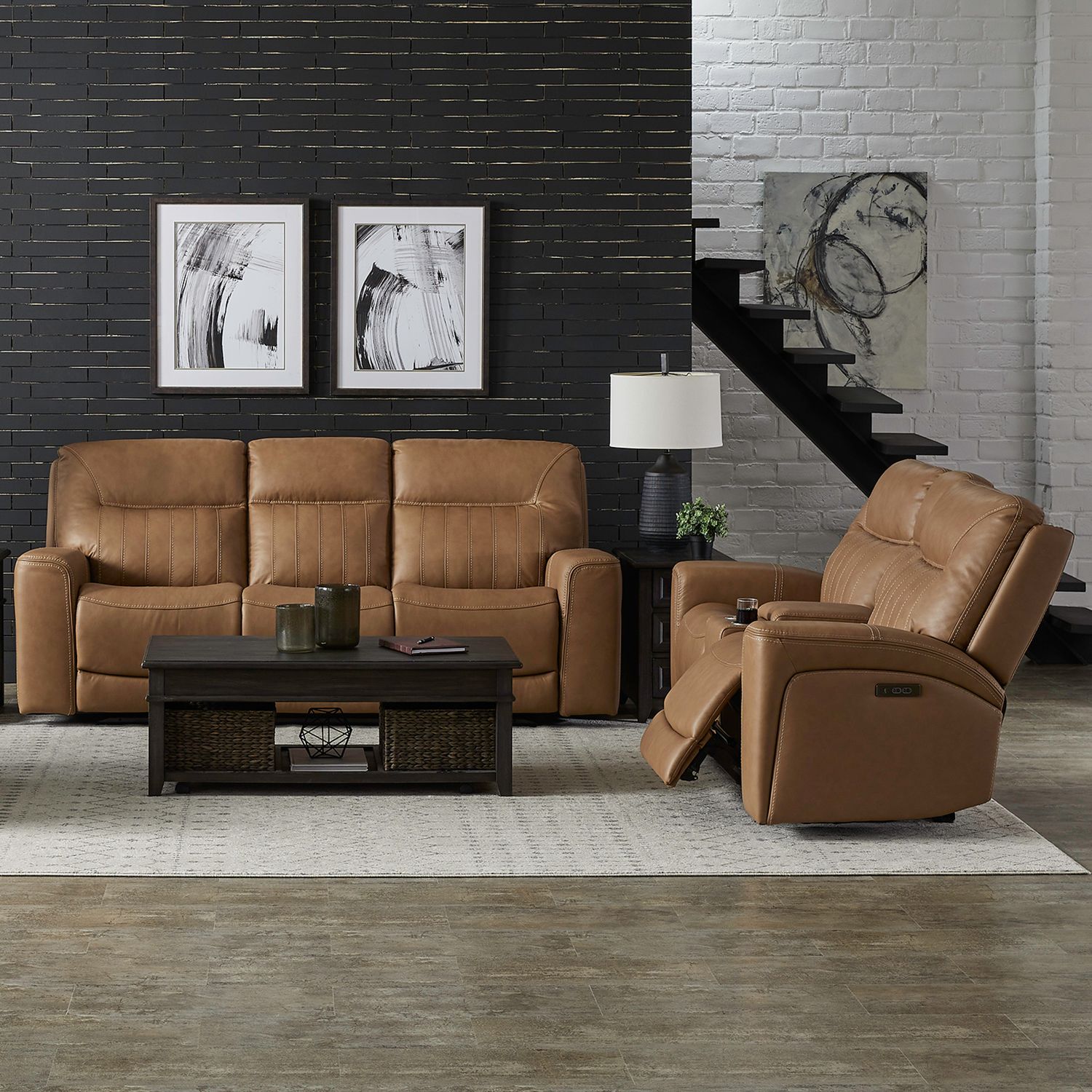 Bennett Leather Power Reclining Sofa w/USB Chargers