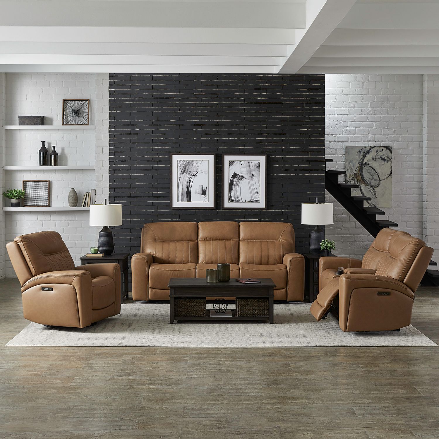 Bennett Leather Power Reclining Sofa w/USB Chargers