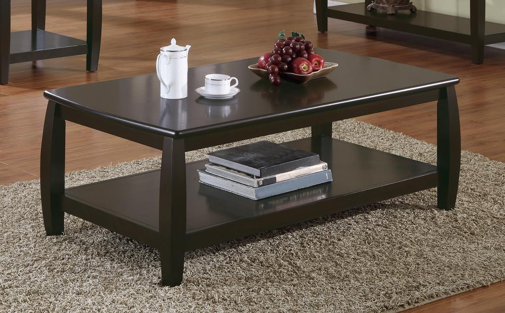 Dixon Rectangular Wood Veneer Coffee Table with Lower Shelf
