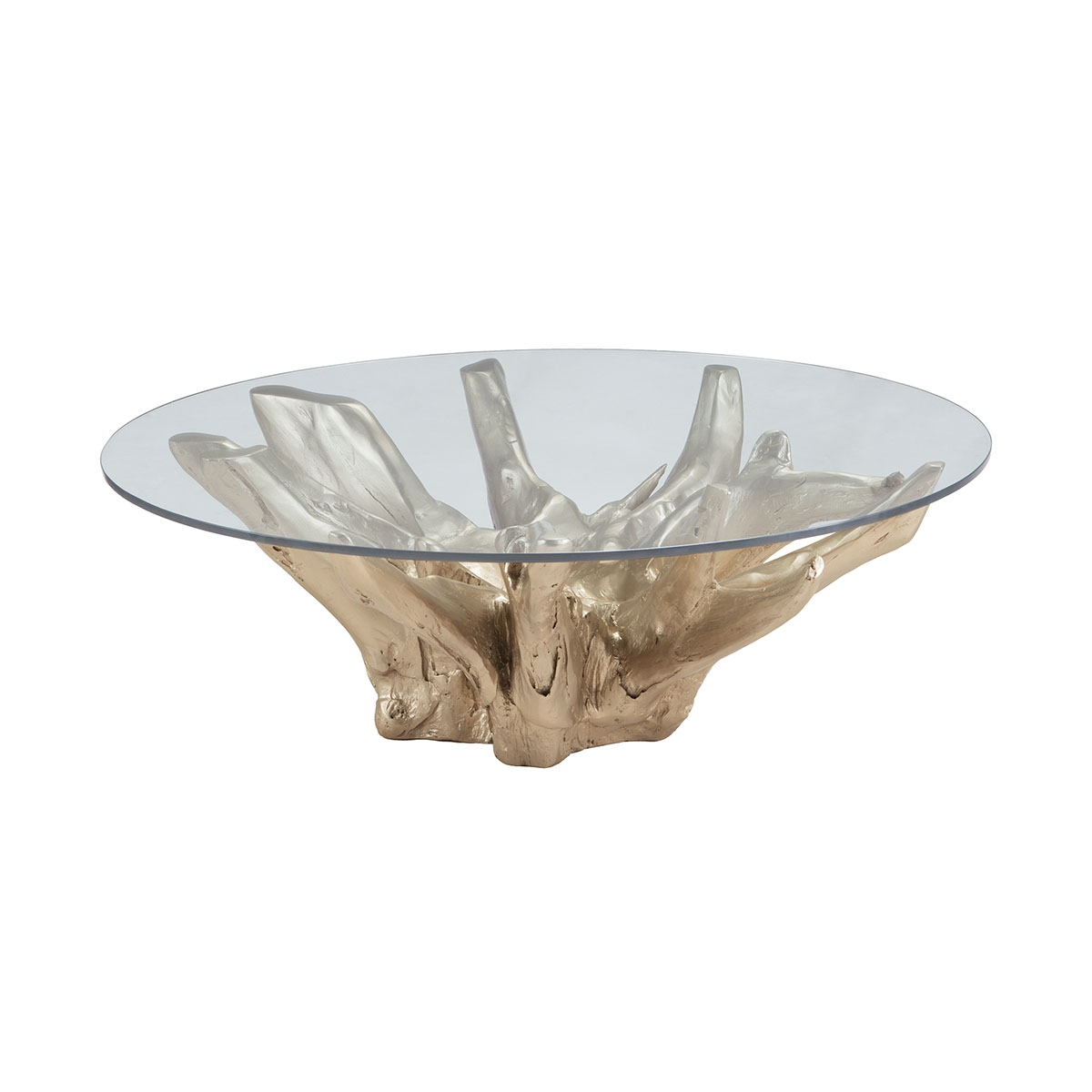 Yava Teak Root Glass Top Cocktail Table