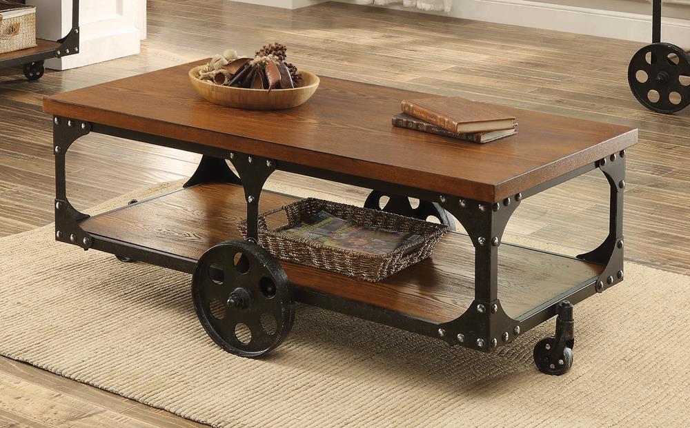 Shepherd Wood Coffee Table with Metal Casters