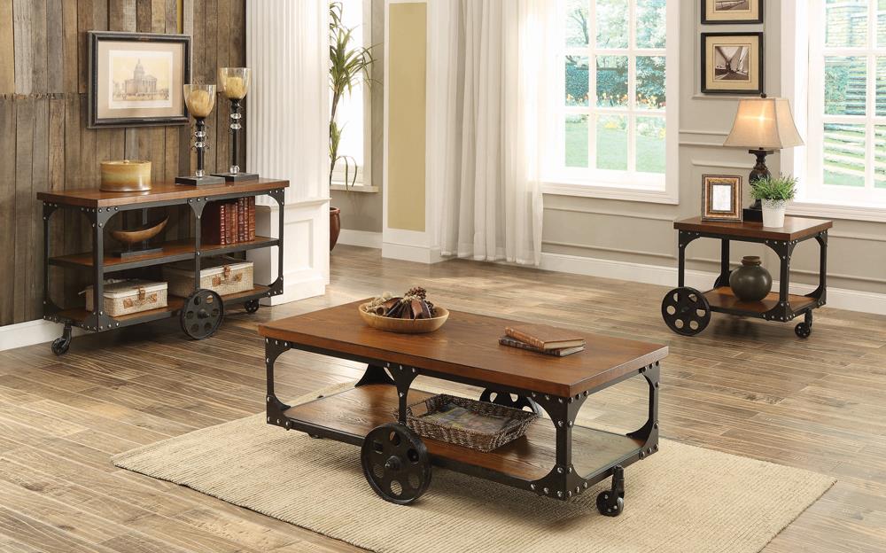 Shepherd Wood Coffee Table with Metal Casters