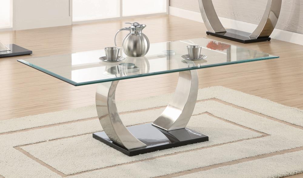 Pruitt Glass Top Coffee Table with Metal Base