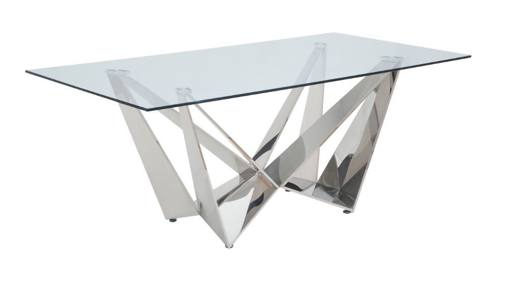 Dekel Glass/Steel Dining Room Set