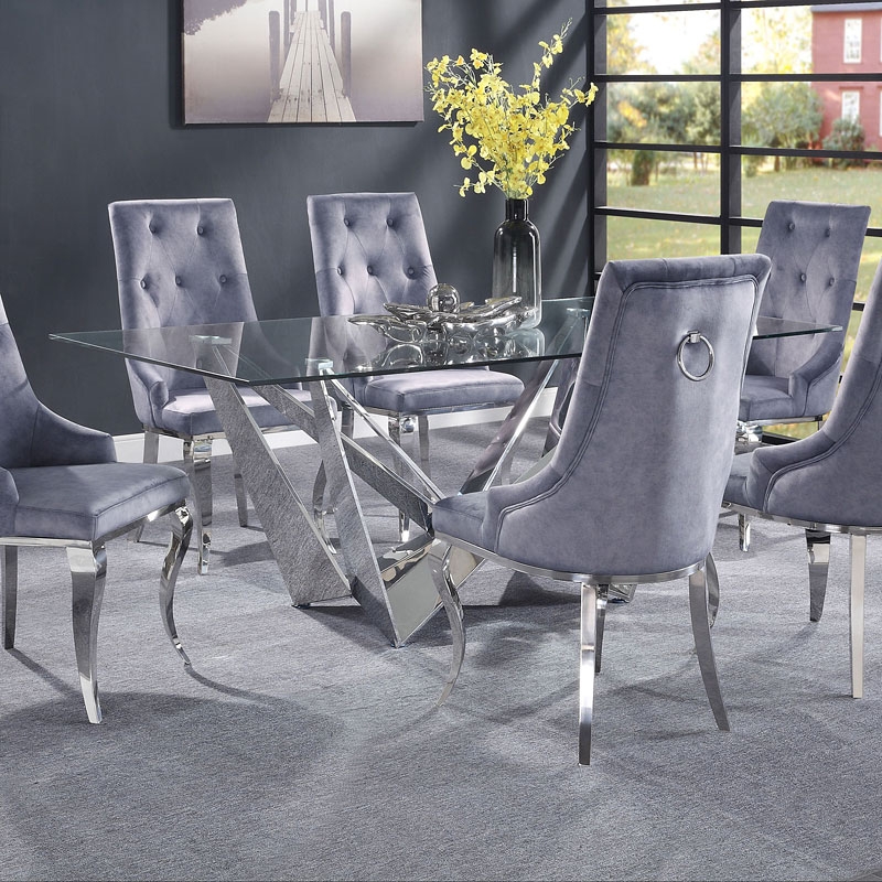Dekel Glass/Steel Dining Table