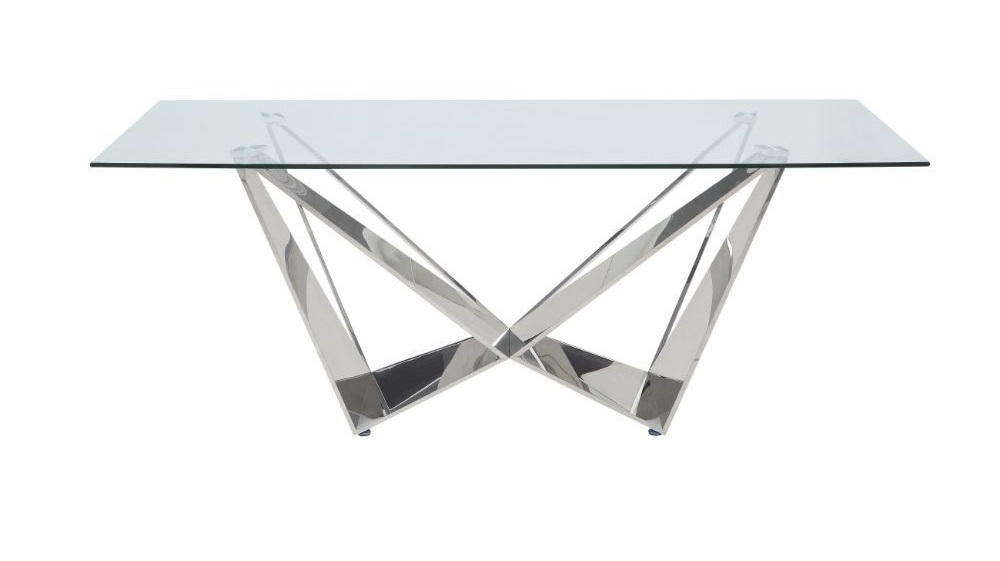 Dekel Glass/Steel Dining Room Set