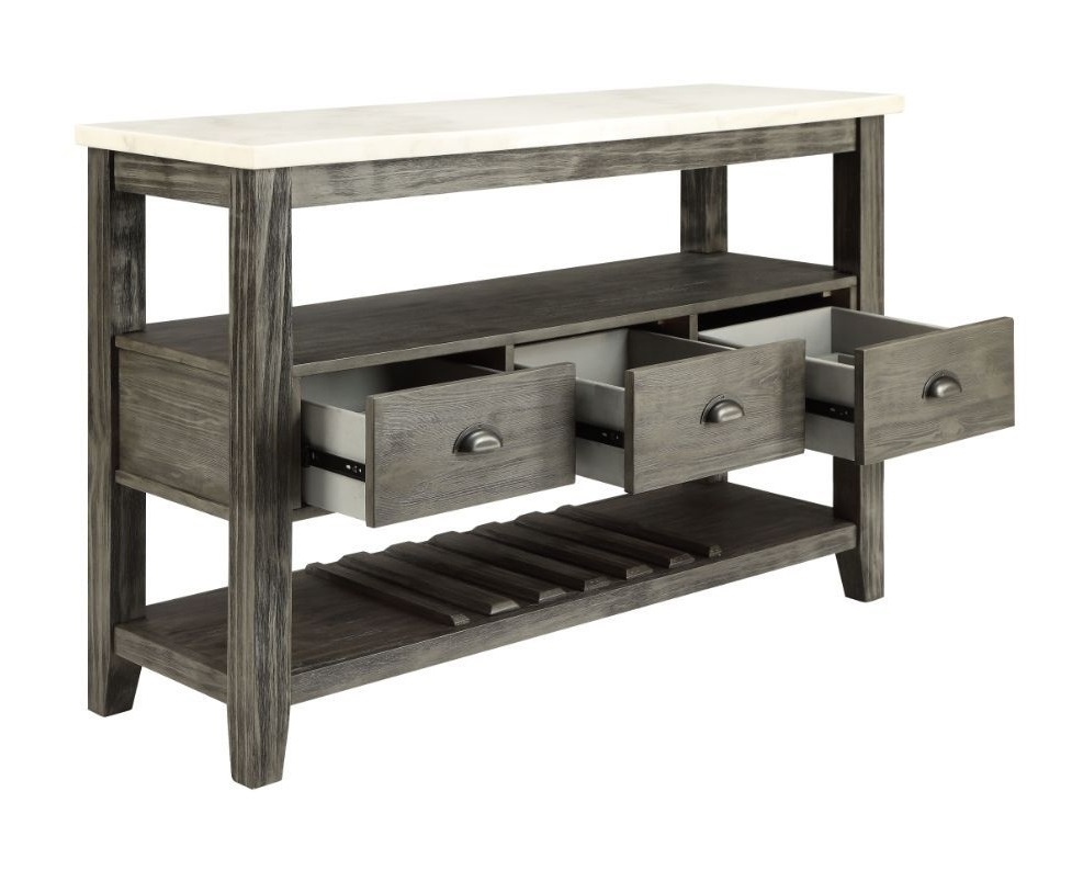 Merel Marble/Wood Server w/3 Drawers