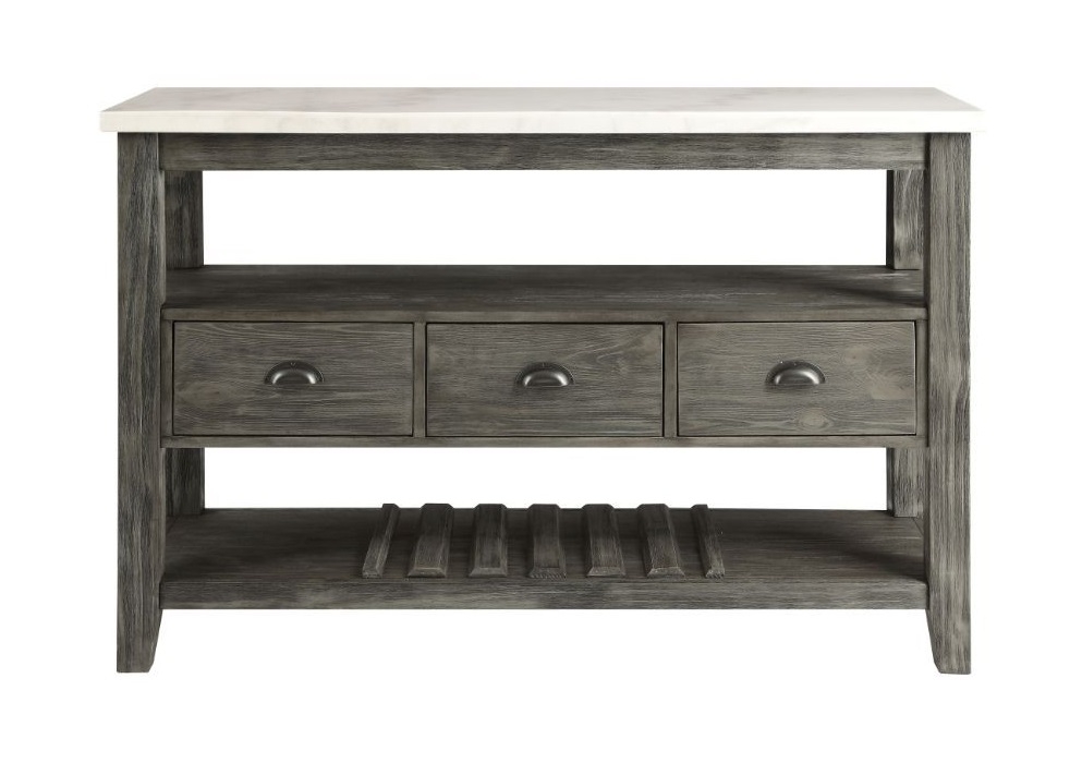 Merel Marble/Wood Server w/3 Drawers