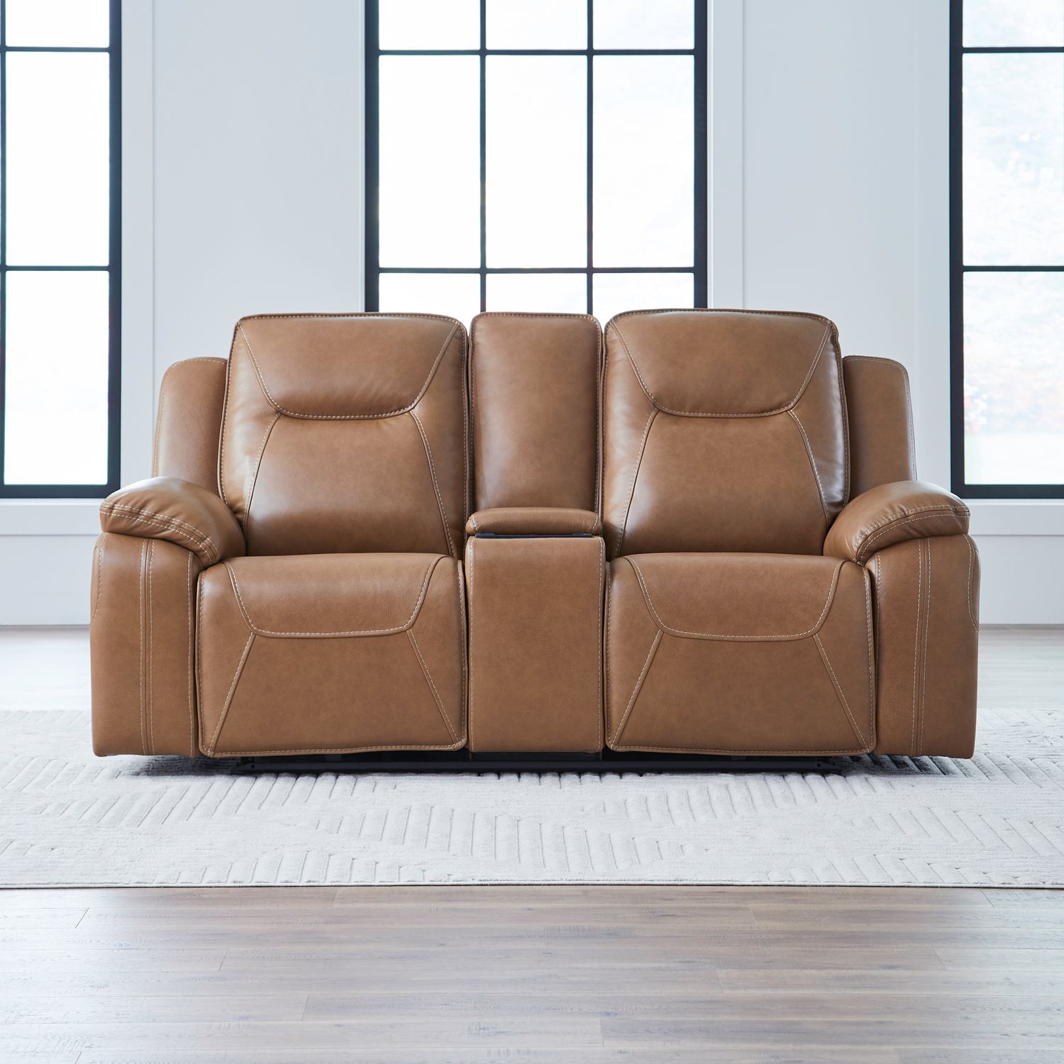 Callihan Leather Power Reclining Living Room Set | Charcoal