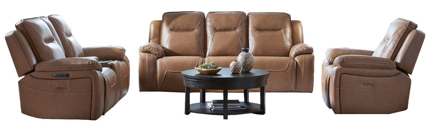 Callihan Leather Power Reclining Living Room Set | Charcoal