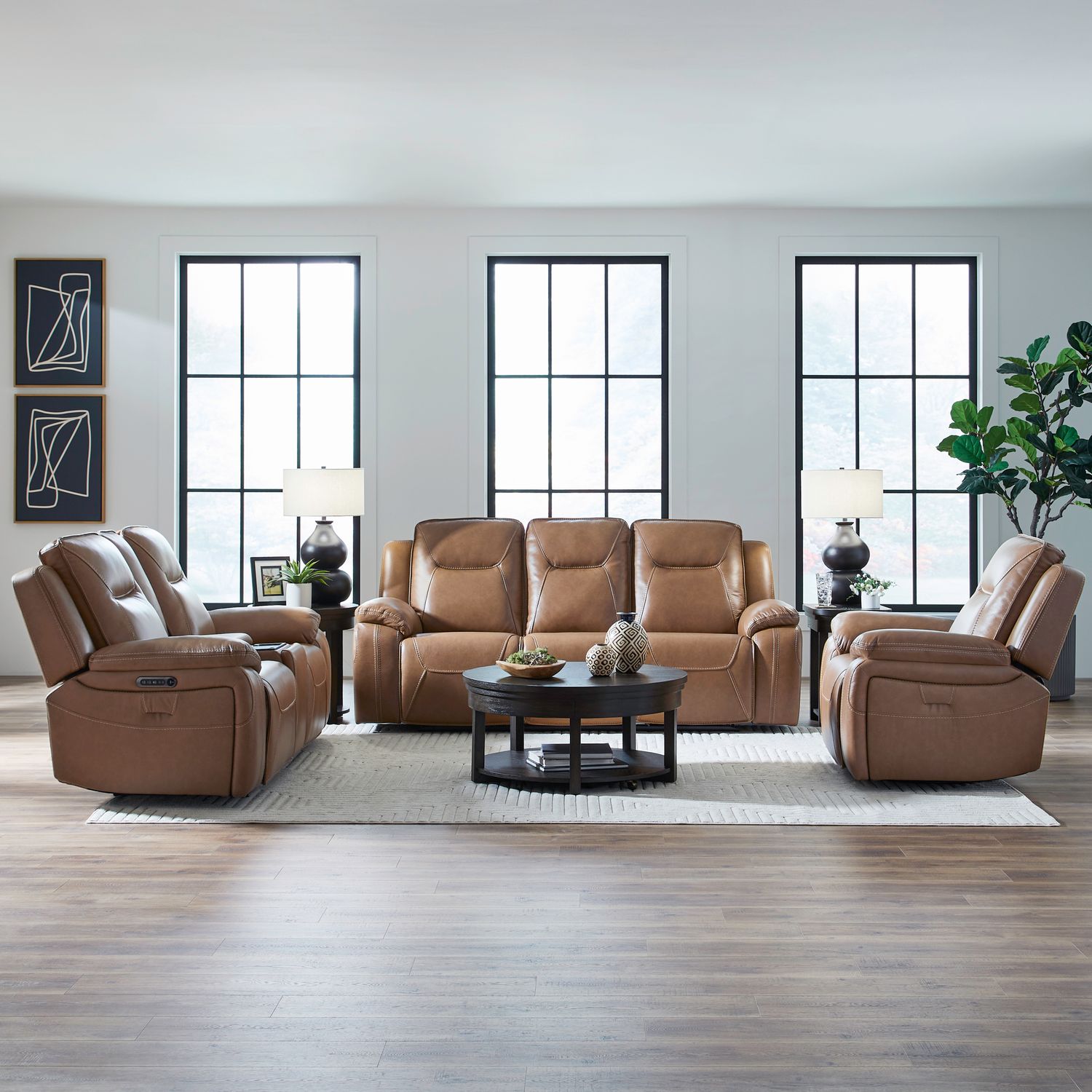 Callihan Leather Power Reclining Loveseat w/Console & USB Chargers