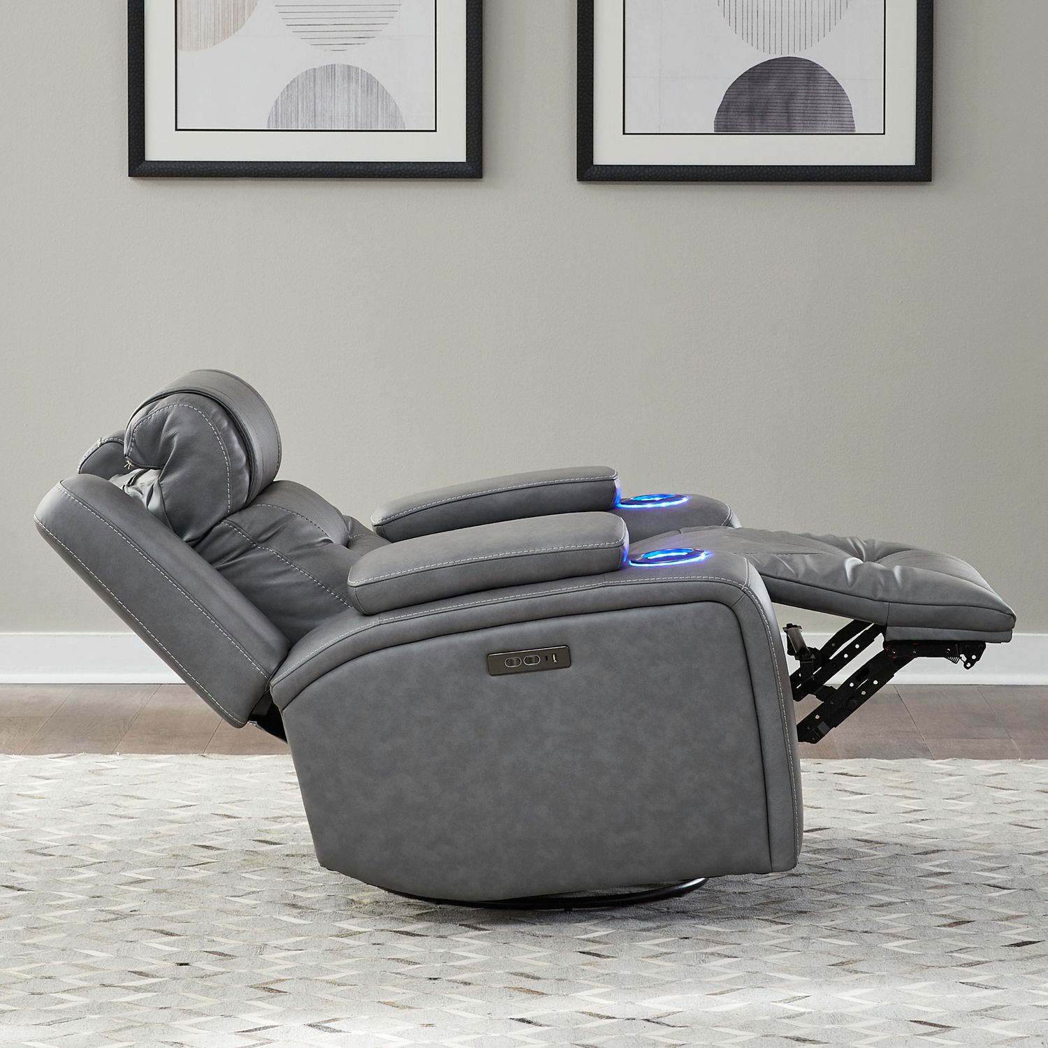 Chapman Leather Power Reclining Set | Alpine Blue Gray