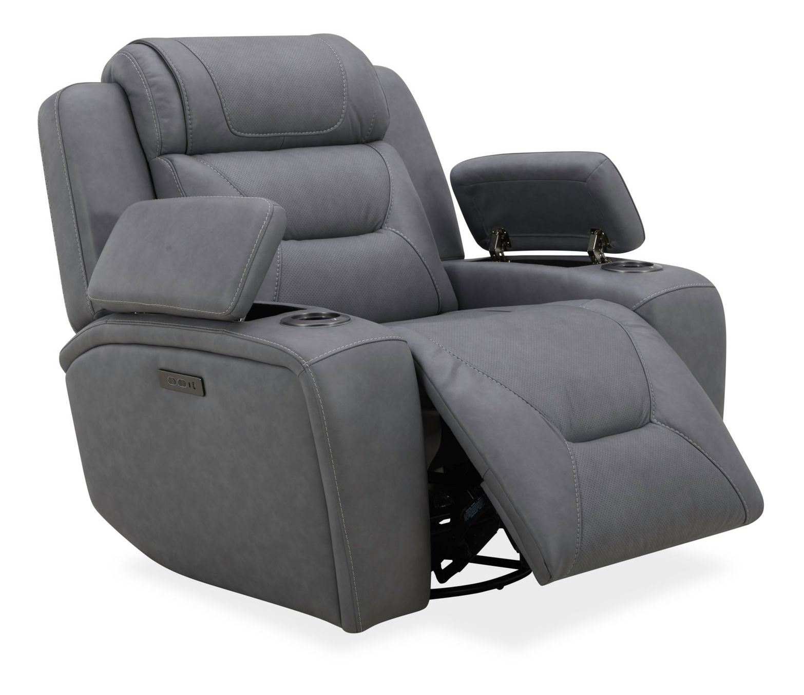 Chapman Leather Power Reclining Set | Alpine Blue Gray