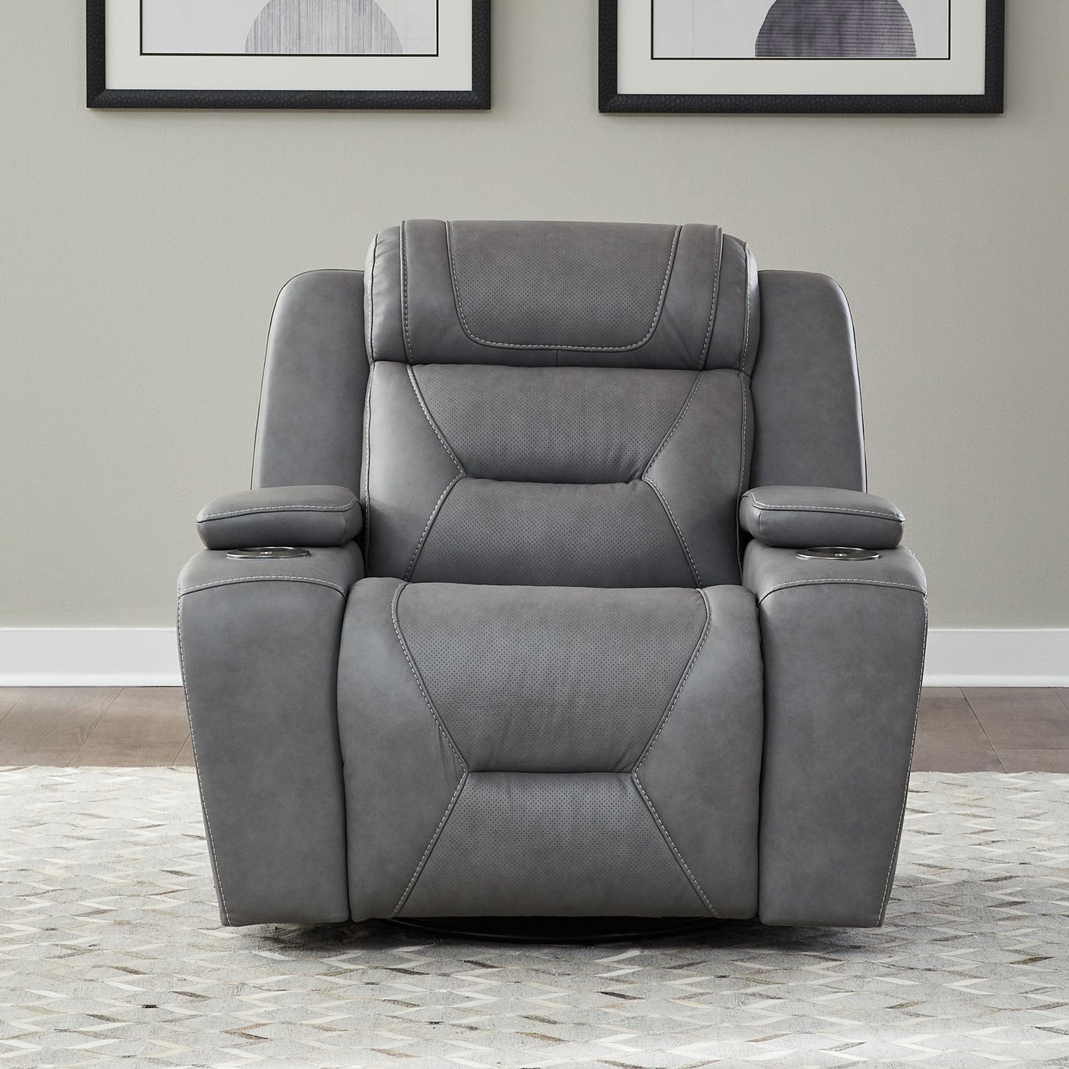 Chapman Leather Swivel Power Recliner w/USB Chargers