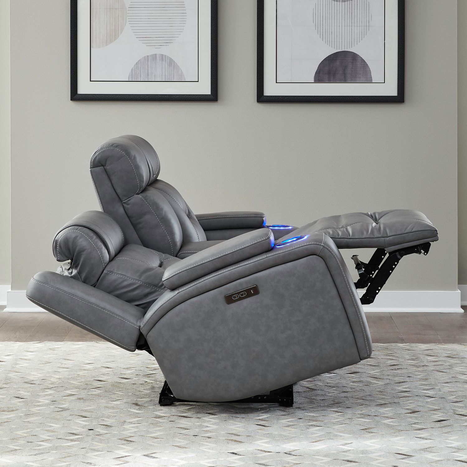 Chapman Leather Power Reclining Set | Alpine Blue Gray