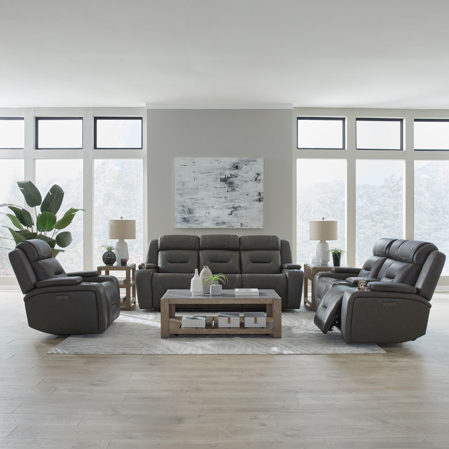 Chapman Leather Power Reclining Set | Alpine Coal Black