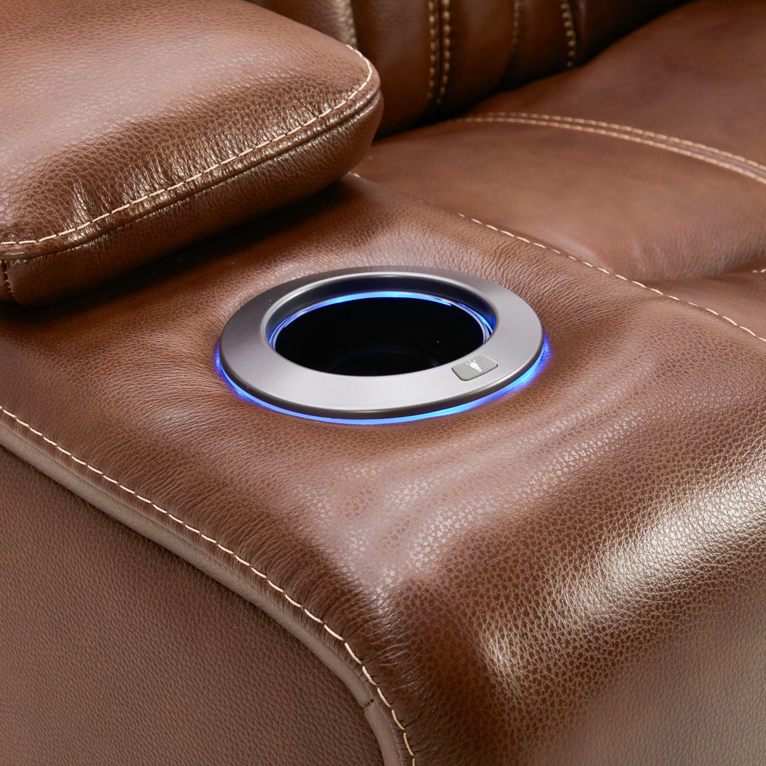 Caswell Leather Swivel Power Recliner w/USB Chargers