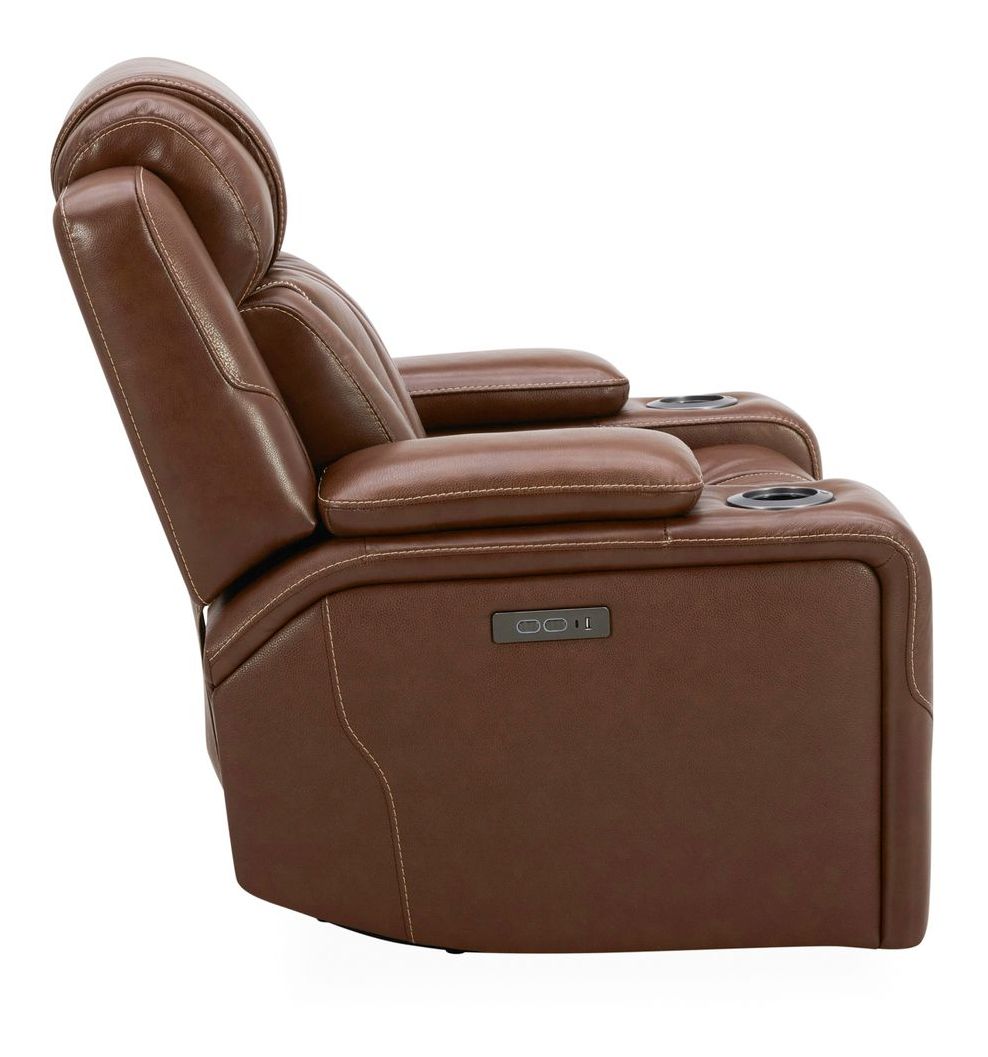 Caswell Leather Swivel Power Recliner w/USB Chargers