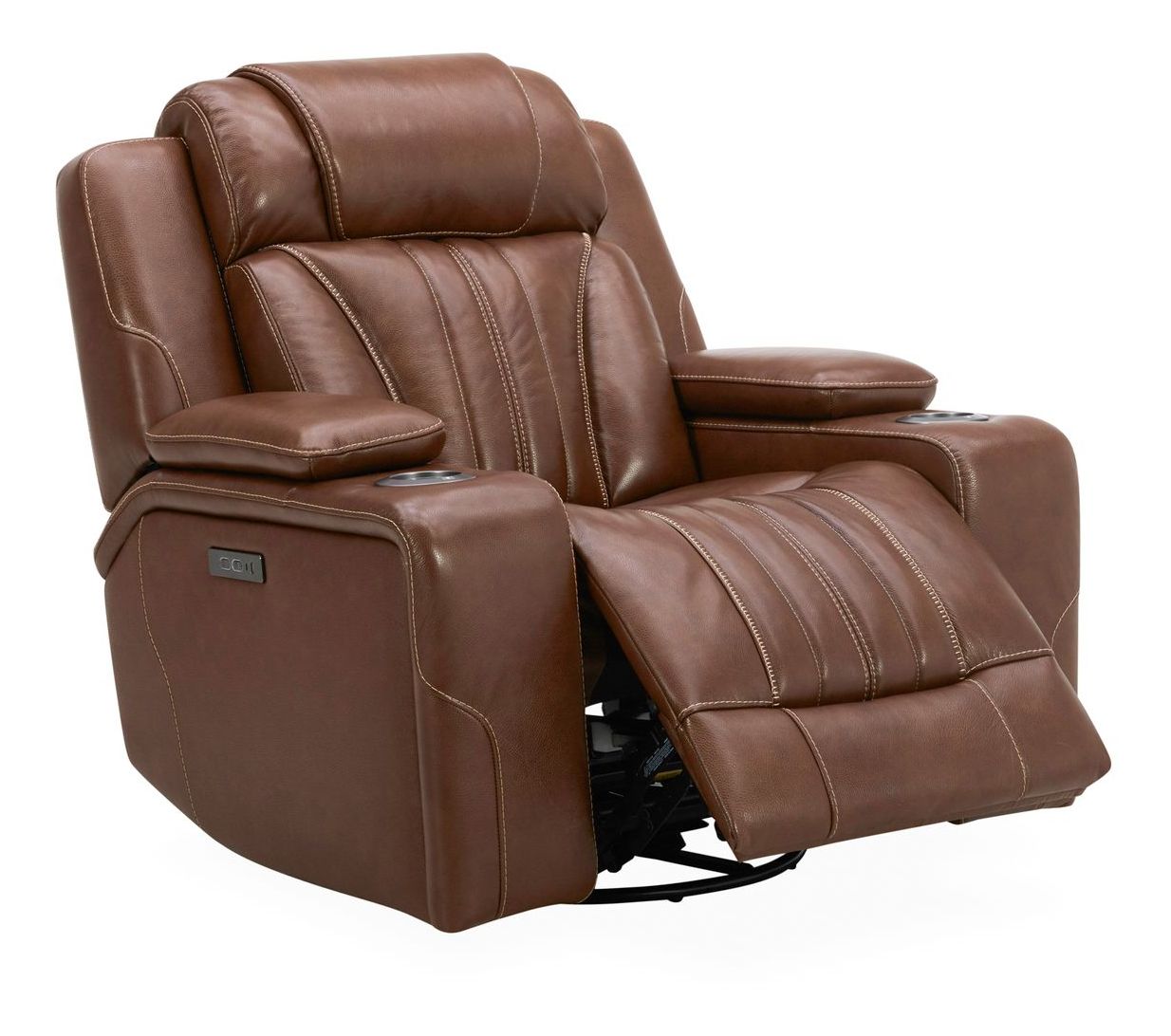 Caswell Leather Swivel Power Recliner w/USB Chargers