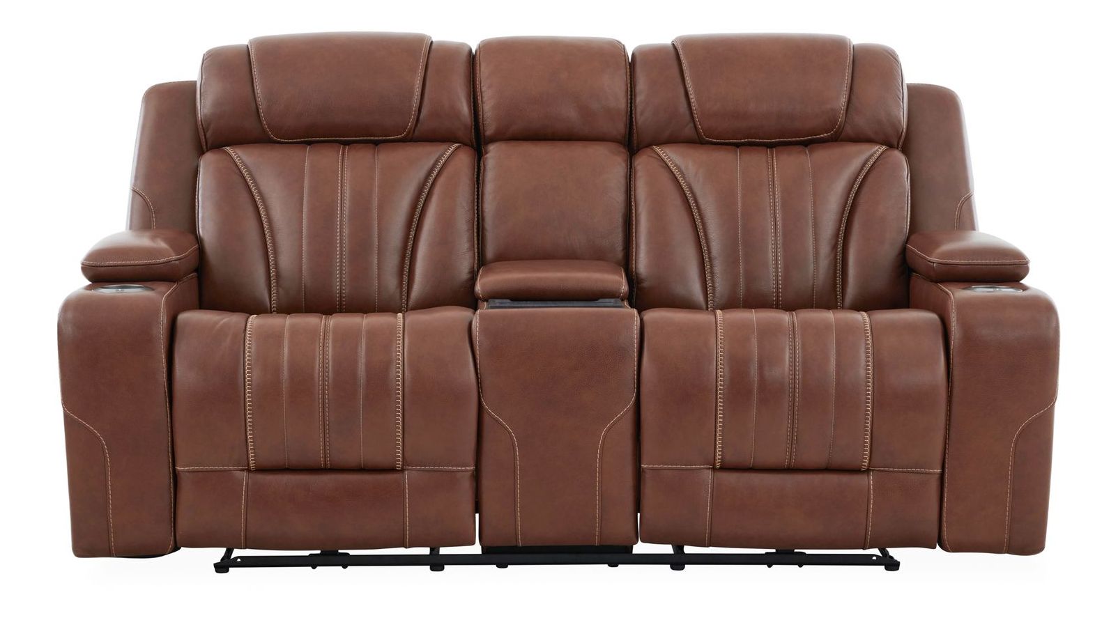 Caswell Leather Power Reclining Loveseat w/Console & USB Chargers