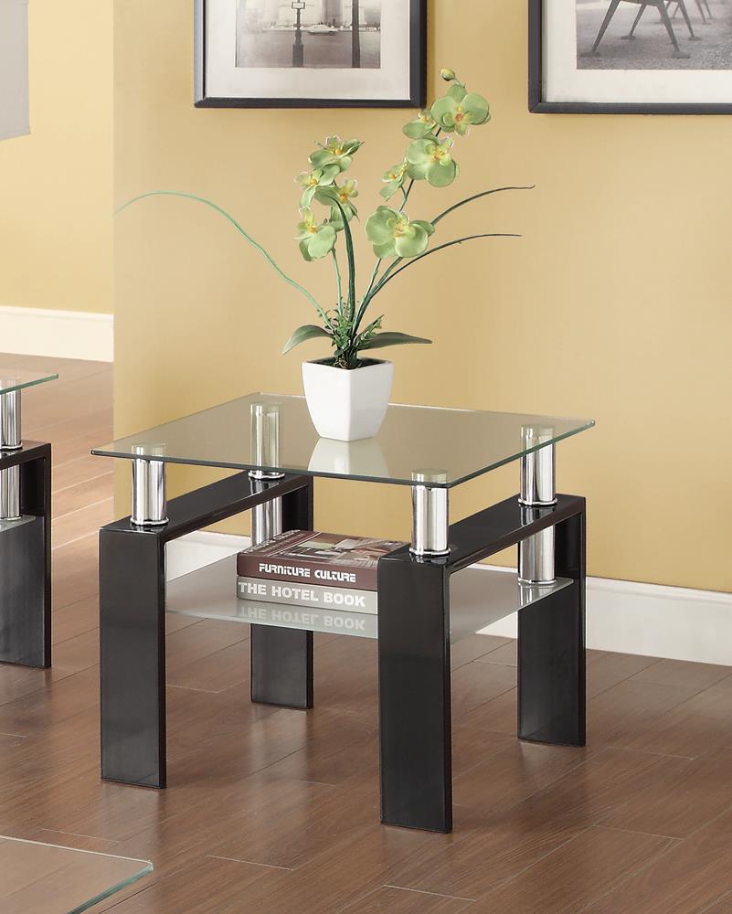 Dyer Tempered Glass End Table with Shelf