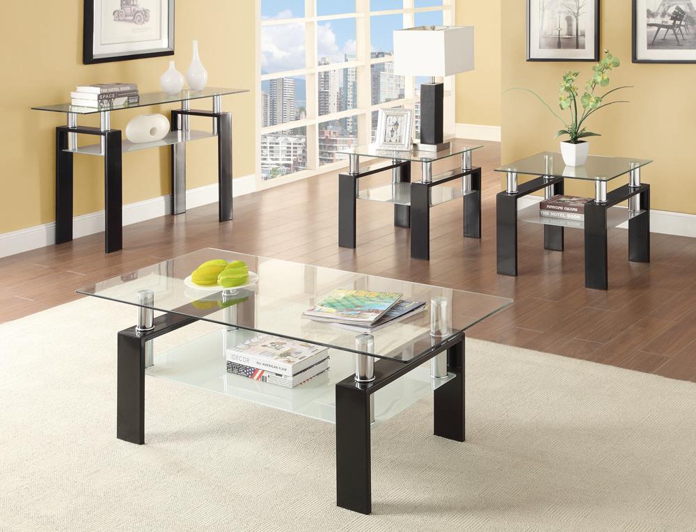 Dyer Tempered Glass End Table with Shelf