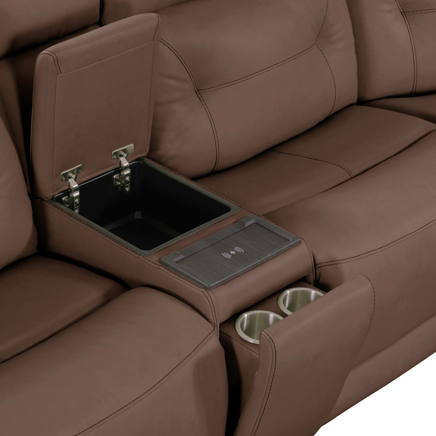 Beckham Leather 7-Piece Power Reclining Sectional w/USB Chargers