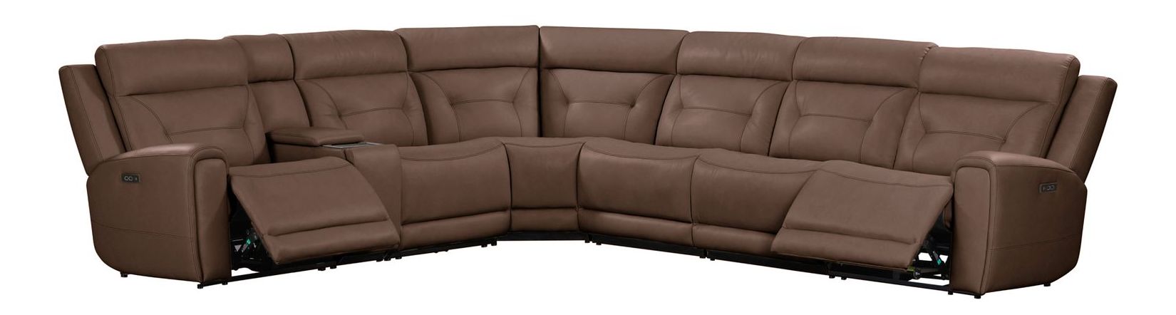 Beckham Leather 7-Piece Power Reclining Sectional w/USB Chargers