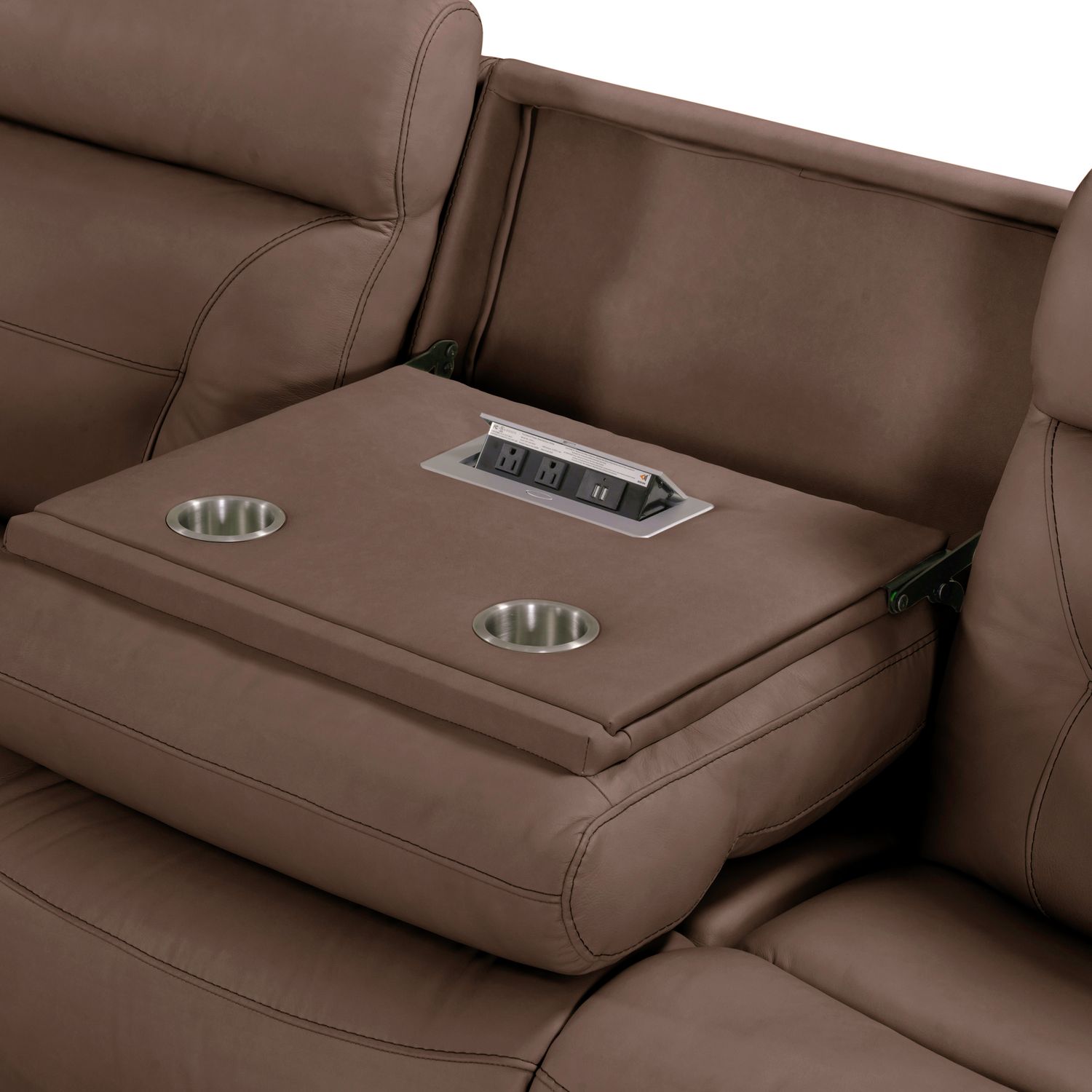 Beckham Leather 7-Piece Power Reclining Sectional w/USB Chargers