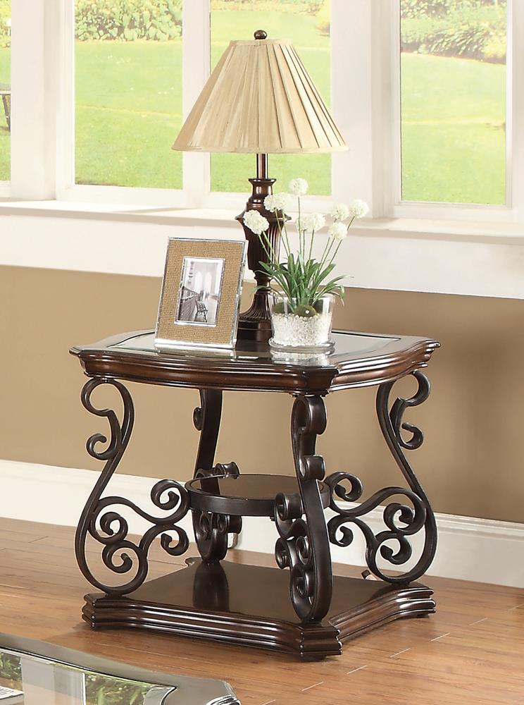 Laney Glass/Wood Rectangular End Table