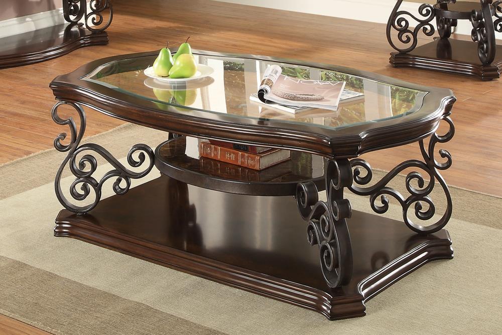 Laney Glass/Wood Veneer Coffee Table