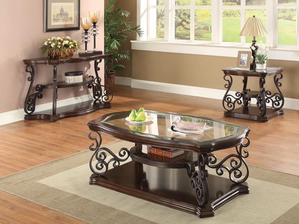 Laney Glass/Wood Veneer Coffee Table