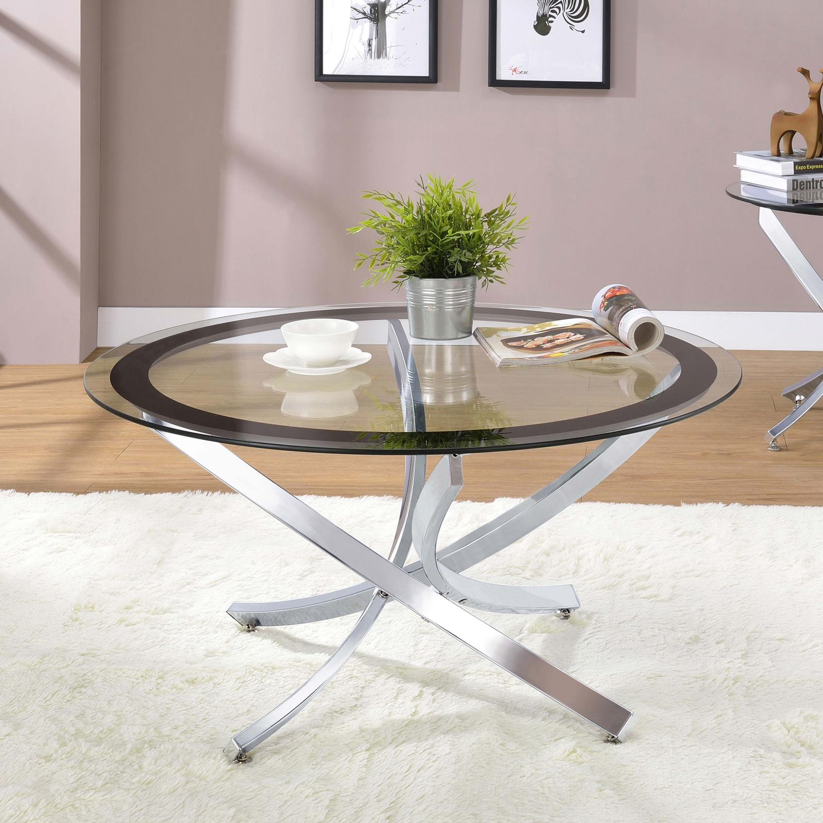 Brooke Glass Top Coffee Table with Chromed Base