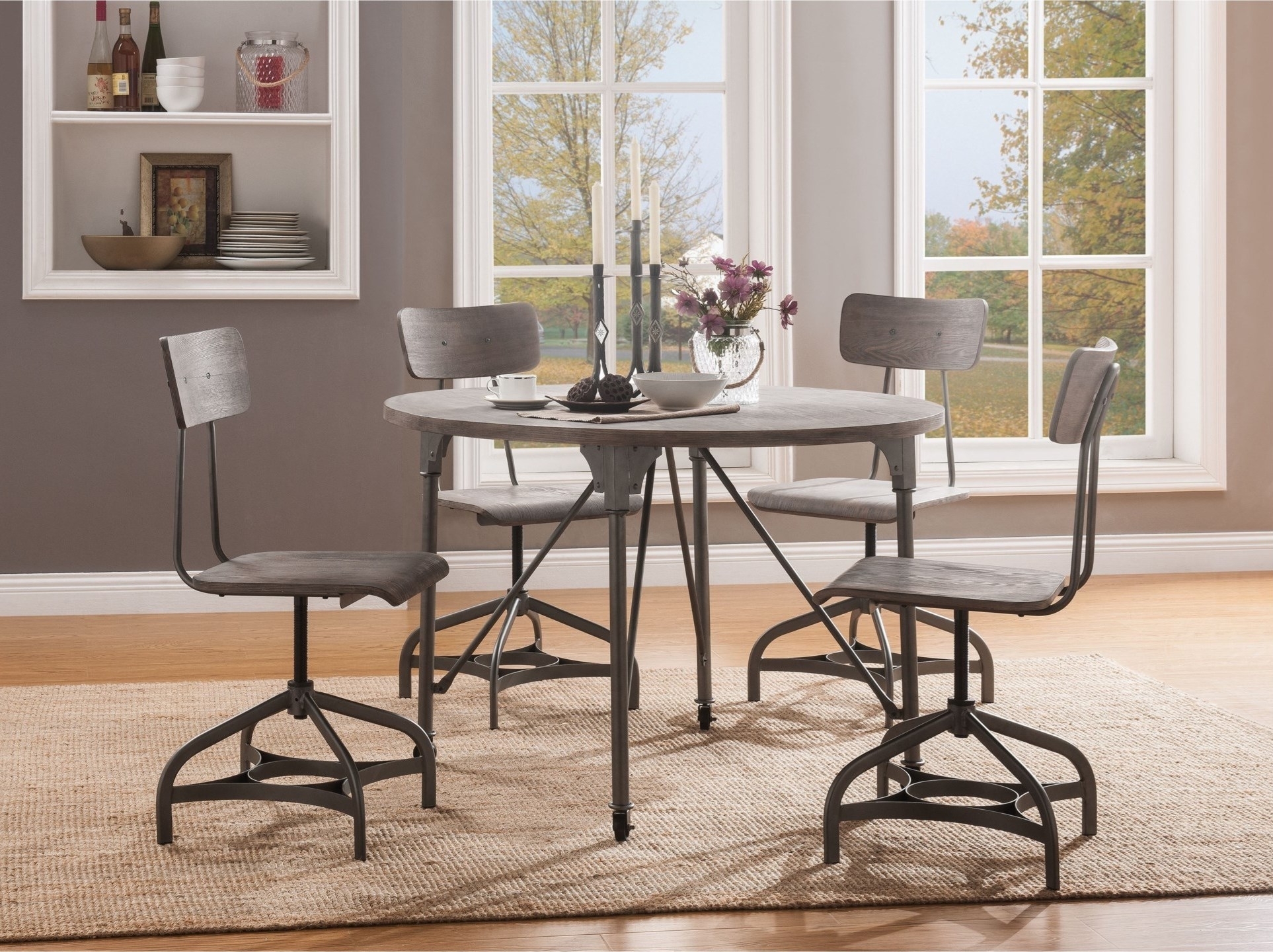 Jonquil Wood/Metal Round Dining Table